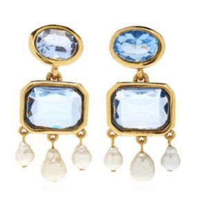 BRAND NEW IN BOX: Oscar de la Renta Crystal 14K Gold-Plated Earrings